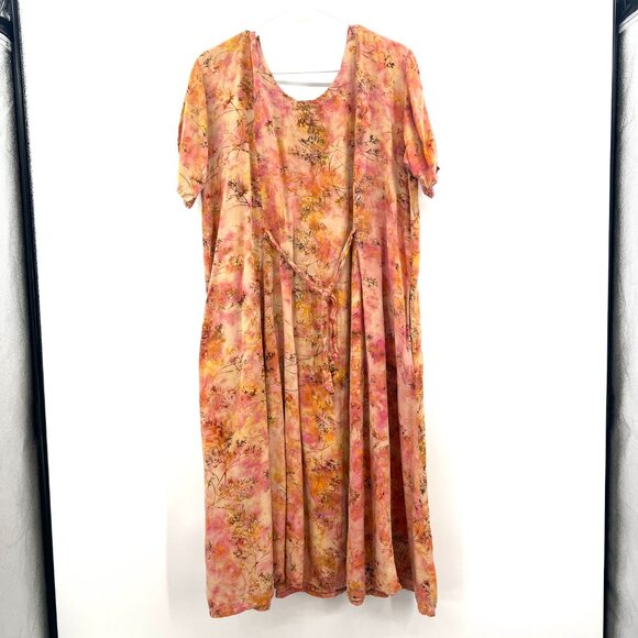 Vintage Eagle Ray Traders Floral Multi Color Rayon Midi Dress Women's 3X - Picture 5 of 7